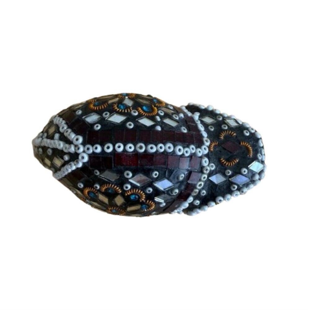 Handmade Indian Mirror Glass & Bead Embellished Elephant Figurine NWOT - Picture 3 of 5